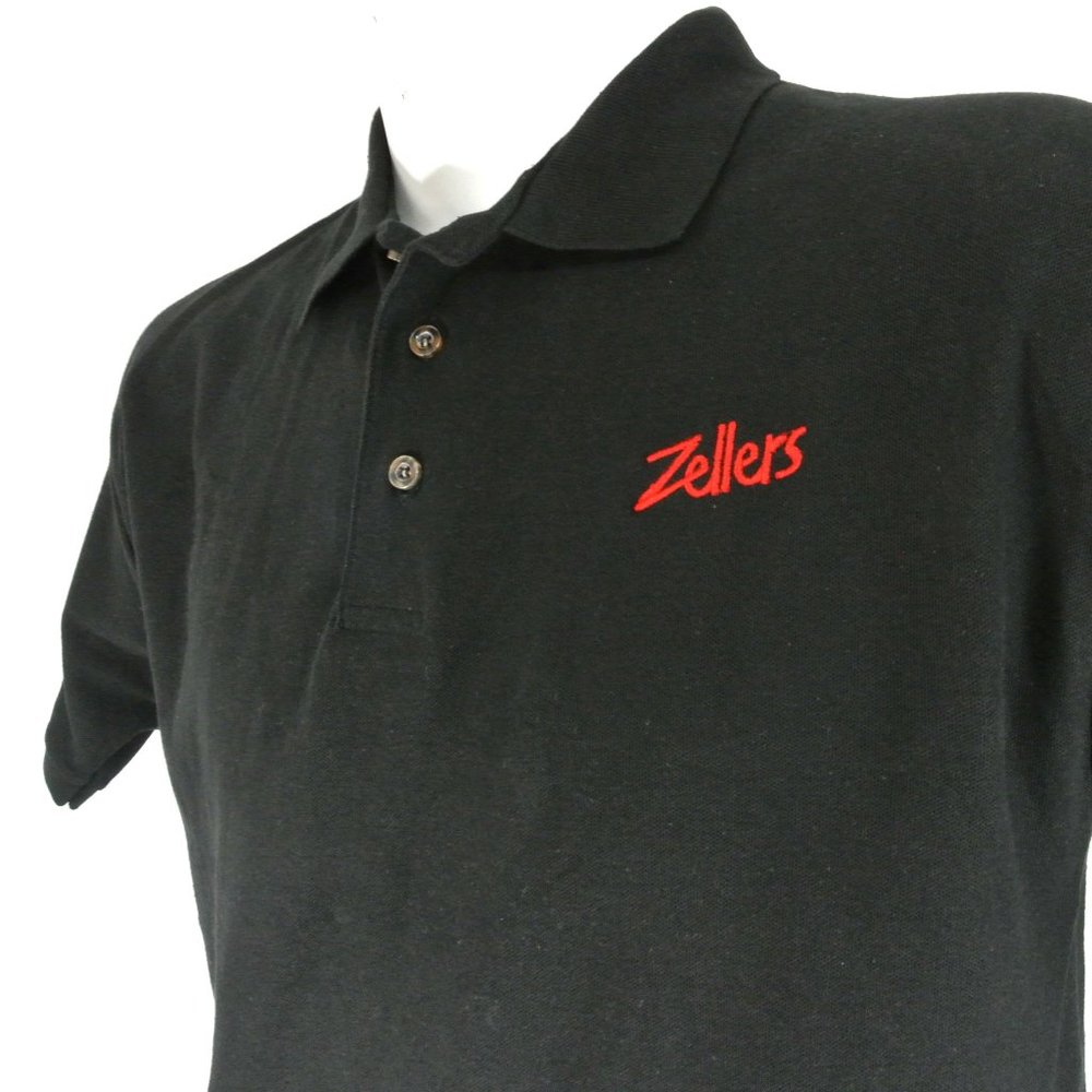 ZELLERS Vintage Black Polo Shirt Employee Uniform Shirt Size L NEW